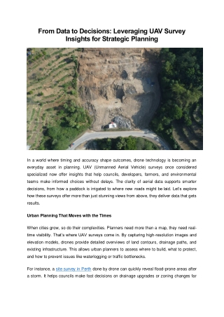 From Data to Decisions: Leveraging UAV Survey Insights for Strategic Planning