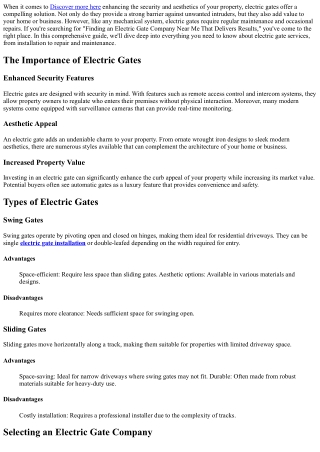 Finding an Electric Gate Company Near Me That Delivers Results