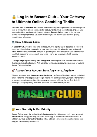 Basant Club Login