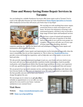 Time and Money-Saving Home Repair Services in Toronto