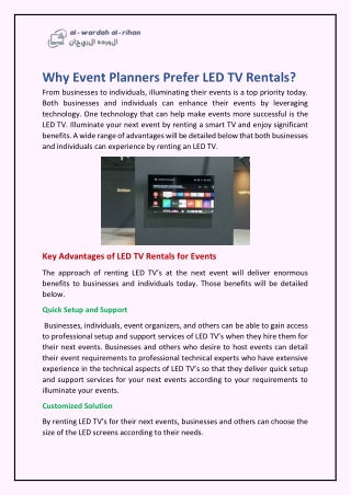 Why Event Planners Prefer LED TV Rentals?