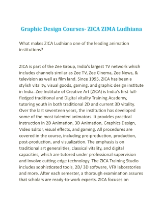 Graphic Design Courses- ZICA ZIMA Ludhiana