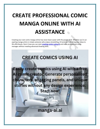 CREATE PROFESSIONAL COMIC MANGA ONLINE WITH AI ASSISTANCE