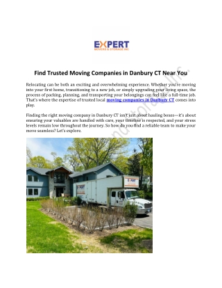 Find Trusted Moving Companies in Danbury CT Near You
