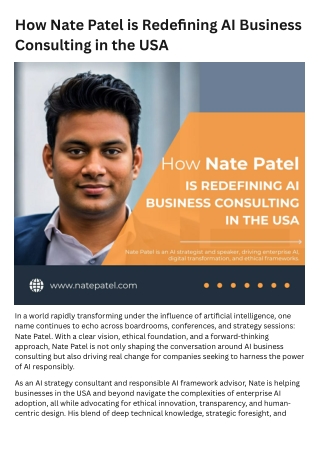 How Nate Patel is Redefining AI Business Consulting in the USA