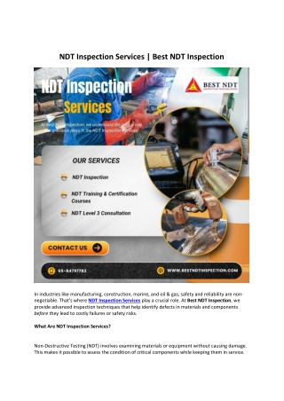 NDT Inspection Services | Best NDT Inspection