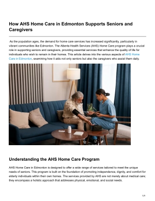 What Families Should Know About AHS Home Care Options