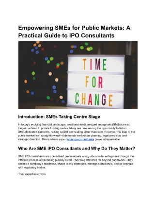 Empowering SMEs for Public Markets_ A Practical Guide to IPO Consultants