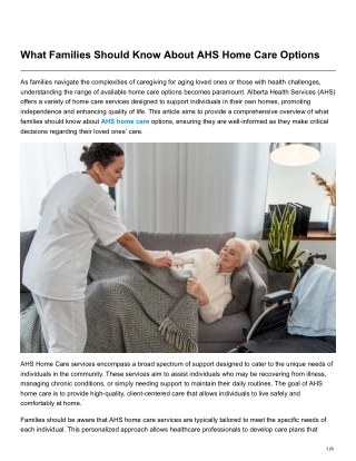 How AHS Home Care in Edmonton Supports Seniors and Caregivers