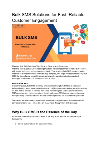 Instantly Reach Your Customers with Bulk SMS
