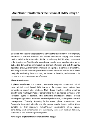 Are Planar Transformers The Future Of SMPS Design