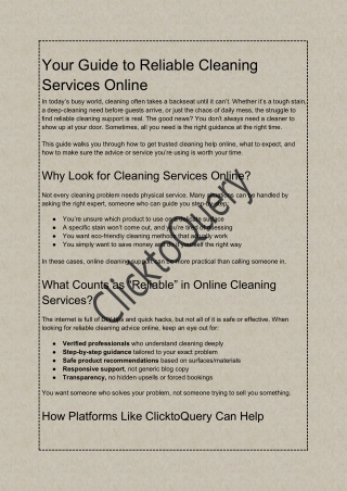 Your Guide to Reliable Cleaning Services Online