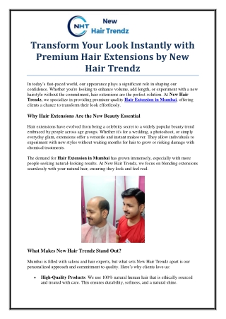 Trusted Salon for Hair Extension in Mumbai – New Hair Trendz