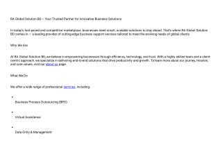 RA Global Solution BD – Your Trusted Partner for Innovative Business Solutions