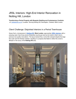 JRSL Interiors – High-End Interior Decorating Notting Hill