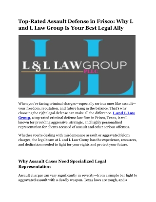 Arrested for Assault in Frisco? L and L Law Group Can Help