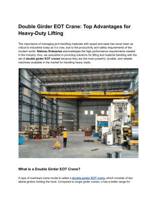 Double Girder EOT Crane_ Top Advantages for Heavy-Duty Lifting (3)