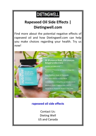 Rapeseed Oil Side Effects  Dietingwell.com