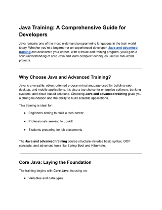 Java Training: A Comprehensive Guide for Developers