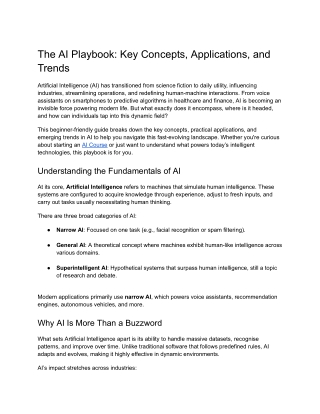 The AI Playbook_ Key Concepts, Applications, and Trends
