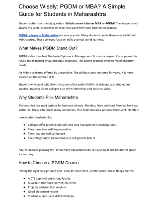 Choose Wisely PGDM or MBA A Simple Guide for Students in Maharashtra