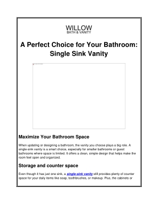A Perfect Choice for Your Bathroom Single Sink Vanity