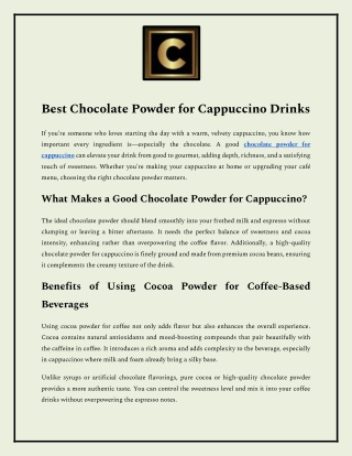 Best Chocolate Powder for Cappuccino Drinks
