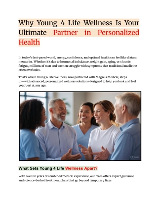 Why Young 4 Life Wellness Is Your Ultimate Partner in Personalized Health