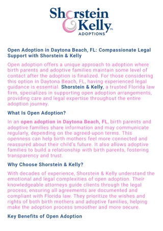 Open Adoption in Daytona Beach FL  Shorstein & Kelly Firm