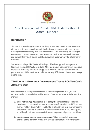 App Development Trends BCA Students Should Watch This Year