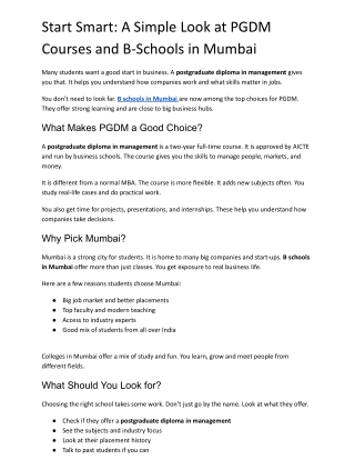 Start Smart A Simple Look at PGDM Courses and B-Schools in Mumbai