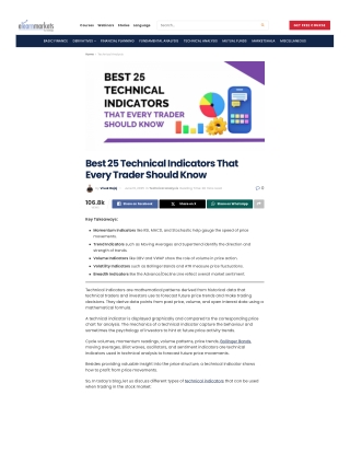 Top 25 Technical Indicators For Successful Trading