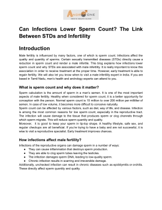 Can Infections Lower Sperm Count