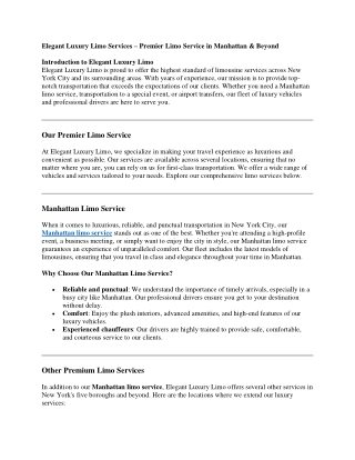 Luxury Limo Service Manhattan | Manhattan Limo Service