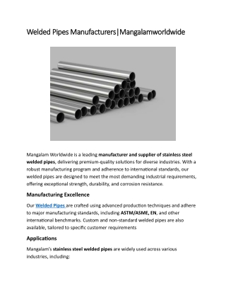 Welded Pipes Manufacturer