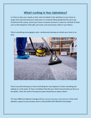 What’s Lurking in Your Upholstery