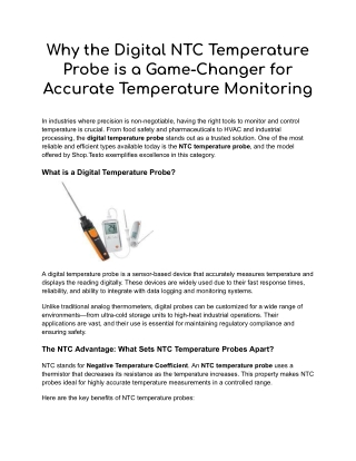 Precision in Every Reading: Digital NTC Temperature Probe from Shop.Testo