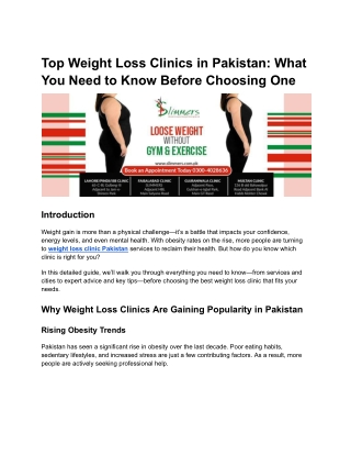 Top Weight Loss Clinics in Pakistan_ What You Need to Know Before Choosing One