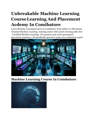 Unbreakable Machine Learning Course Learning And Placement Acdemy In Comibatore