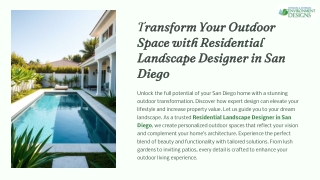 Transform Your Outdoor Space with Residential Landscape Designer in San Diego