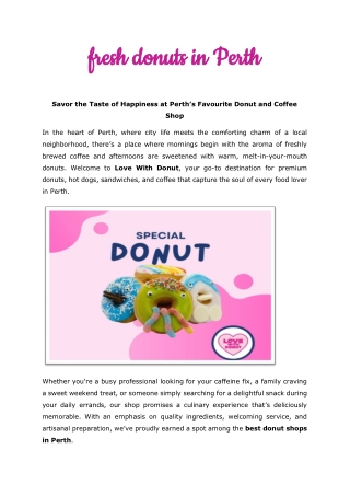 fresh donuts in Perth