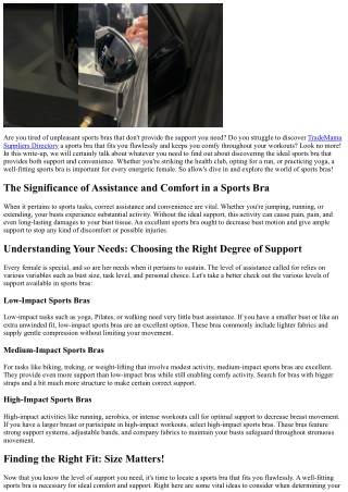 Support and Convenience: Finding the Perfect Sports Bra for You