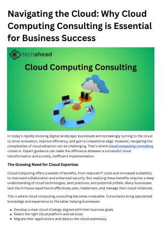 Navigating the Cloud Why Cloud Computing Consulting is Essential for Business Success