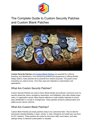 The Complete Guide to Custom Security Patches and Custom Blank Patches