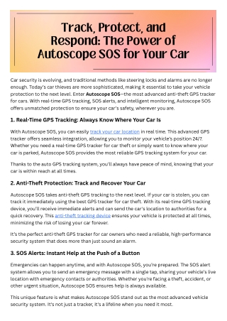 Autoscope SOS: The Ultimate GPS Tracker for Real-Time Car Security