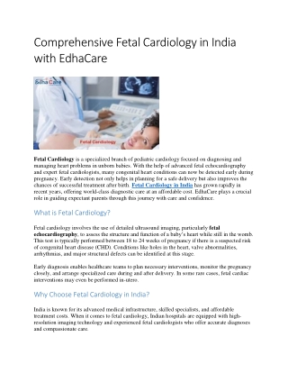 Comprehensive Fetal Cardiology in India with EdhaCare