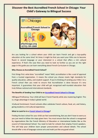 Accredited French School in Chicago