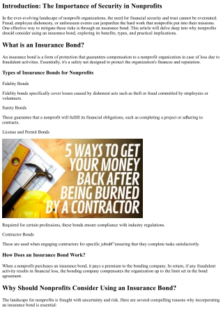 Why Nonprofits Should Consider Using an Insurance Bond