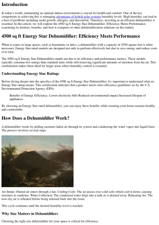 4500 sq ft Energy Star Dehumidifier: Efficiency Meets Performance