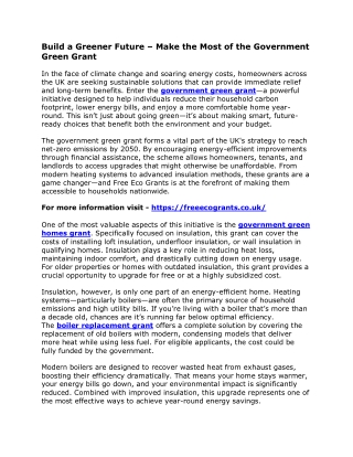 Build a Greener Future – Make the Most of the Government Green Grant